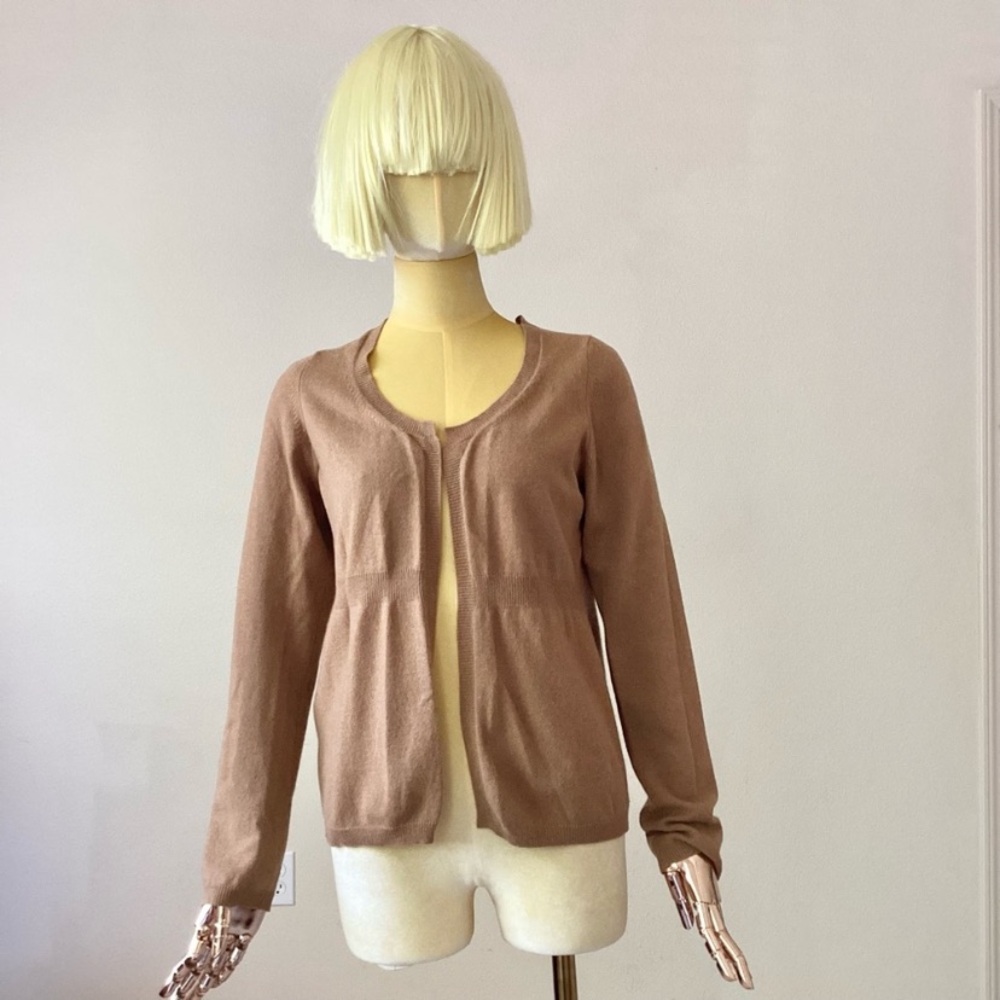Marni Tan Brown Cashmere Open Front Cardigan Sweater SZ 8